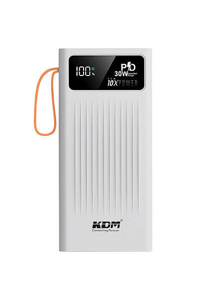 KDM -10X POWER – 12000mAh Fast Charging Power Bank-white.